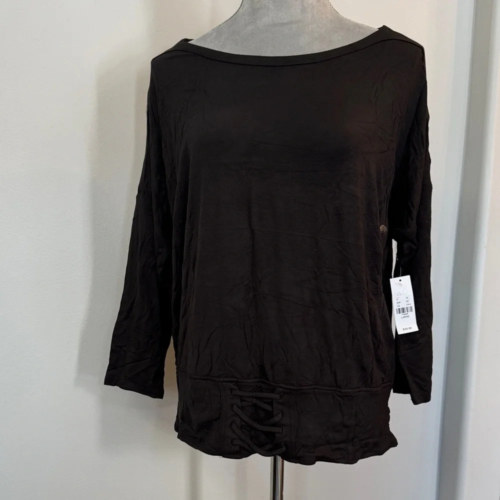 New York & Company Black tshirt soft Top NWT L - Picture 5 of 12